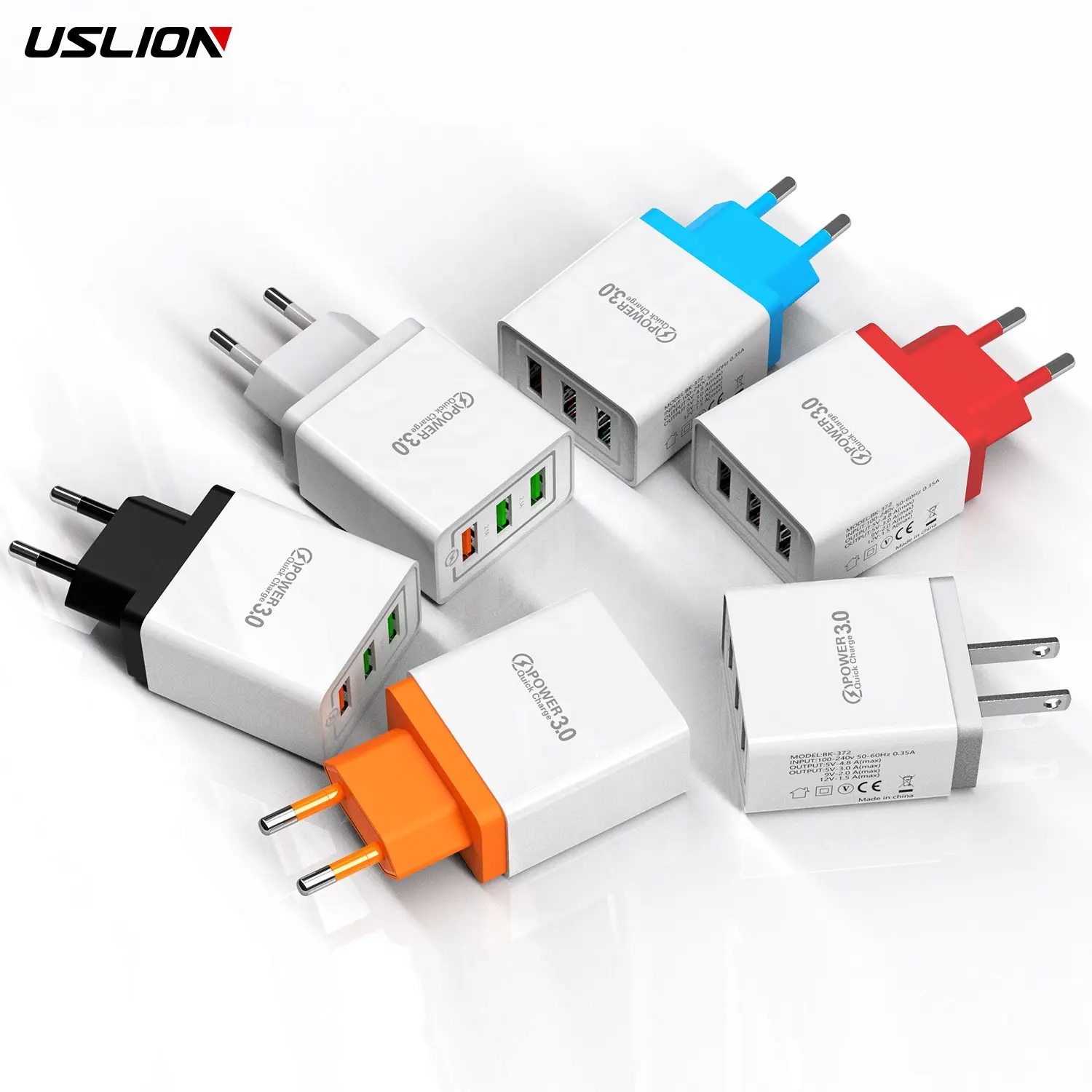 USLION Wall USB Charger Adapter EU US Plug Fast Charging Adapter for Huawei OTG Mobile Phone Charger Adapter