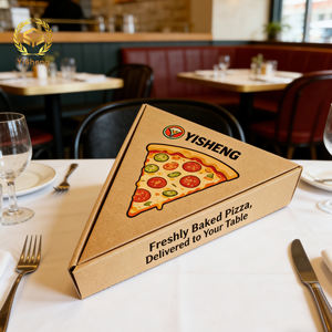 Boîte à pizza en carton ondulé imprimée sur mesure, jetable, en papier kraft, design triangulaire pour tranches, emballage alimentaire <span class=keywords><strong>plat</strong></span> - Product Image 1