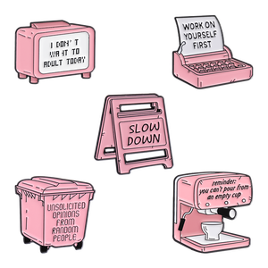 Design créatif drôle <span class=keywords><strong>rose</strong></span> dessin animé <span class=keywords><strong>Vintage</strong></span> <span class=keywords><strong>cafetière</strong></span> Fax Machine alliage broche mode vêtements sac accessoires métal artisanat - Product Image 2