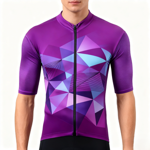 Maillot de Ciclismo Reflectante Unisex con Estampado Geométrico de Manga Corta, Cómodo, Transpirable y de Secado Rápido para Ciclismo Nocturno - Product Image 1