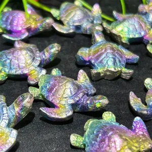 Wholesale Crystal Product Gemstone Small Size Metal Ore Animal 3.5cm Bismuth Turtle For Home Decoration
