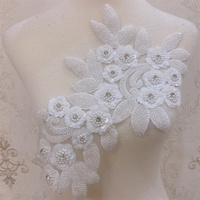 Nouvelle applique en dentelle à fleurs perlées, couture, garnitures de mariage, motif de broderie, 21*35cm