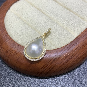 Pendentif en forme de goutte d'eau en perle de mer du Sud classique Smiling Youth, argent 925, perle de culture blanche AAA pour femmes, bijoux - Product Image 3