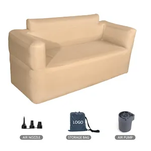 Camping Blow Up Couch Lounger Sofá Poltrona inflável de assento duplo Tecido ao ar livre Sofá inflável Cadeira com bomba de ar embutida