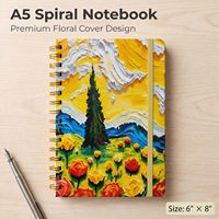 Carnet de notes A5 personnalisé à couverture rigide, style peinture à l'huile, motif floral champêtre, impression en gros
