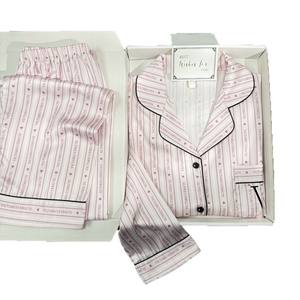 <span class=keywords><strong>Conjunto</strong></span> de Pijama ODM Otoñal Transpirable con Solapa, Elegante Estilo Francés para Mujer, Ropa de Dormir con Rayas Verticales - Product Image 5