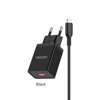 KAKUSIGA Big Sale EU 2.4A Pengisi Daya Pintar Satu Port untuk Pengisi Daya Ponsel (Kepala Pengisi Daya + Kabel Data) dengan Kabel Micro