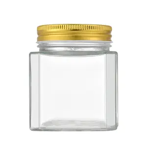 定制空8盎司12盎司17盎司250毫升350毫升500毫升方形透明食品罐坚果零食蜂蜜储存