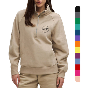 Logo personnalisé plaine 1/4 Zip pull sweats pour femmes Style américain demi col roulé à capuche hiver demi fermeture éclair à capuche - Product Image 1