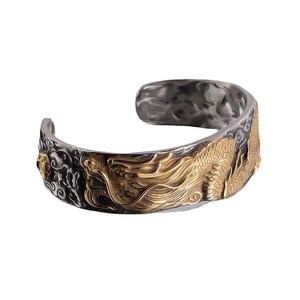 Brazalete de Dragón Estilo Chino, Plata Tibetana, Joyería de Moda para Hombre CZ078 - Product Image 2