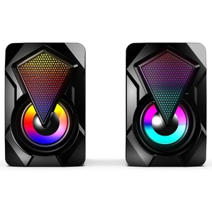 X2 <span class=keywords><strong>mini</strong></span> xách tay RGB LED chơi game loa đầy màu sắc LED ánh sáng PC Loa <span class=keywords><strong>USB</strong></span> có dây điện AUX DC nhựa máy tính woofers - Product Image 6