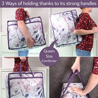 Sac de rangement robuste pour couette en PVC Queen Quilt Blanket Literie Organisateur de rangement portable avec fermeture à glissière bidirectionnelle durable