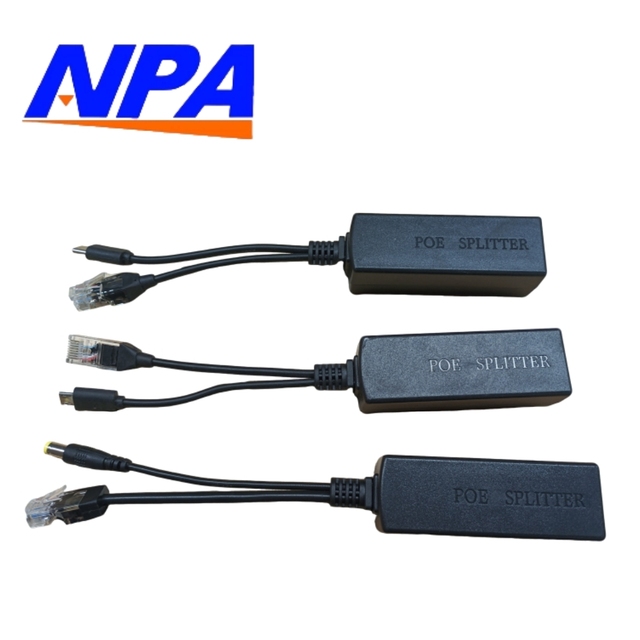 PoE Splitter 5V 2A 10W DC44-57V Input IEEE802.3af/at 10/100Mbps Micro USB/Type-C Output QoS Stackable Plug Play ANPA IP Network