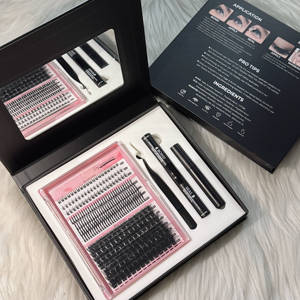 Nouveaux bouquets <span class=keywords><strong>de</strong></span> <span class=keywords><strong>cils</strong></span> individuels avec pointes et bases, extensions <span class=keywords><strong>de</strong></span> <span class=keywords><strong>cils</strong></span> naturels, vente en gros, logo personnalisé, <span class=keywords><strong>kit</strong></span> <span class=keywords><strong>de</strong></span> <span class=keywords><strong>cils</strong></span> en bouquets DIY - Product Image 1