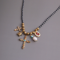 Collier en chaîne de corde avec pendentif croix de style bohème plaqué or, vente en gros d'usine, classique, élégant et charmant, cadeau