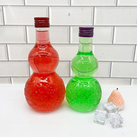 Bouteille en verre en forme de cantaloup de 270 ml, 380 ml, 500 ml avec bouchon inviolable en aluminium coloré pour jus, fruits, liqueurs, avec motif en relief