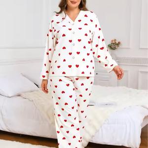 Pijamas de Manga Larga para Mujer, Tallas Grandes, Verano, Suaves, Transpirables, Casuales, Simples, Lisos - Product Image 2