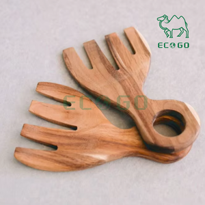 สลัดไม้ธรรมชาติทำด้วยมือไม้ไผ่ช้อนสลัดมีดสำหรับสลัดห้องครัว - Product Image 1