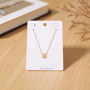 Collier carré en diamant plaqué or en acier inoxydable, minimaliste, à porter au quotidien, unisexe - Product Image 2