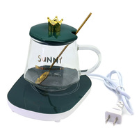 Ensemble de tasses en verre 2024, boîte cadeau, tasses à café, tasse chauffante électrique, chauffe-tasse USB pour bureau