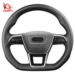 Cubierta de volante de cuero genuino de puntada a mano de alta calidad para <span class=keywords><strong>Audi</strong></span> e-tron GT <span class=keywords><strong>S7</strong></span> <span class=keywords><strong>Sportback</strong></span> TDI - Product Image 1