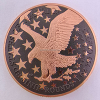Pièce de monnaie ronde en cuivre fin .999 de 1 oz, motif Aigle de la Liberté, 1776-2026, drapeau américain, émail noir, pièce de défi