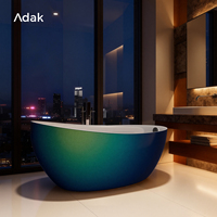 Baignoire autoportante ovale en acrylique effet marbre, écologique, portable, légère, durable, pour intérieur, 60 gal+, pour la maison
