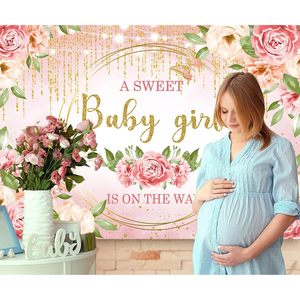 Tapisserie rose Floral photographie fond bannière paillettes or décorations Blush fleurs pour pousses douces - Product Image 5