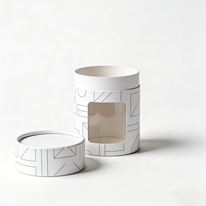 Emballage en tube de papier biodégradable et recyclable, imprimé avec logo personnalisé, fenêtres transparentes pour café, thé et boissons - Product Image 2