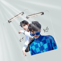 Portapapeles acrílico transparente personalizado para sublimación, carpeta en blanco A4, clip de perfil bajo de plástico para oficina de enfermería
