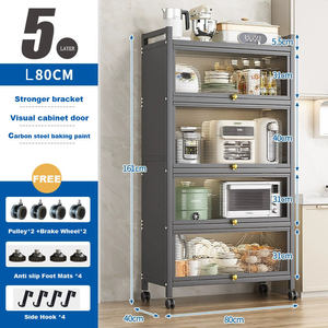Gabinete de almacenamiento de despensa de 5 niveles con microondas para cocina, garaje, sala de estar para ropa, organización de herramientas, estantes para panaderos incluidos - Product Image 5