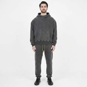 Acid Washed High Street Series Lavage Vieux Pull Oversize Stone Washed Vintage Puff Printing Hoodies - Product Image 1