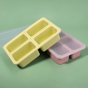 BPA miễn phí tái sử dụng Tủ đông thực phẩm lưu trữ container <span class=keywords><strong>Silicone</strong></span> <span class=keywords><strong>Ice</strong></span> <span class=keywords><strong>Cube</strong></span> Maker khay với nắp tủ đông an toàn bằng lò vi ba - Product Image 3