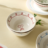 LovingHome Op Maat Gemaakte Fruit Chat Collectie Wegwerp Keramische Porseleinen Soepkommen Set voor Restaurant en Thuisgebruik, Vaatwasmachinebestendig