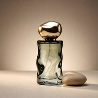 Botol Parfum Isi Ulang 30ml Anti Bocor Grosir, Bentuk Unik Kaca, Tutup Putih Tidak Beraturan, Pompa, Sablon