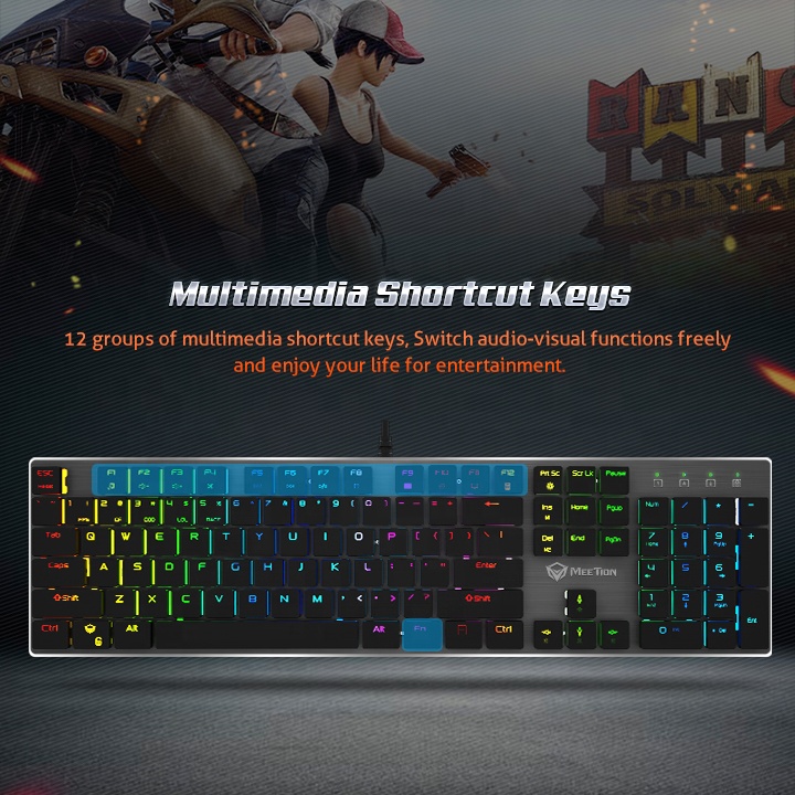 meetion mk80ゲームアクセサリーギア防水キーボード機械的led