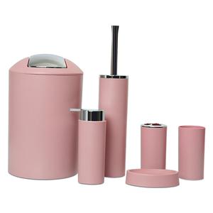 Il Set di accessori da bagno di lusso rosa da 6 pezzi include il portaspazzolino da denti porta lozione Dispenser da bagno in ottone acciaio quadrato di lusso - Product Image 4