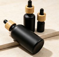 Flacon de recharge d'huile essentielle anti-UV en ambre avec col en bois de bambou, flacon cosmétique vide