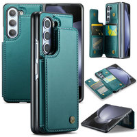 Casing Kulit PU CaseMe untuk Z Fold 2/3/4/5 dengan Dompet 2-in-1 & Ritsleting Belakang Anti Benturan Magnetik Flip
