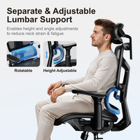 Chaise de bureau ergonomique pour la maison, chaise de travail pivotante robuste avec appui-tête, dossier et soutien lombaire, et accoudoirs 4D