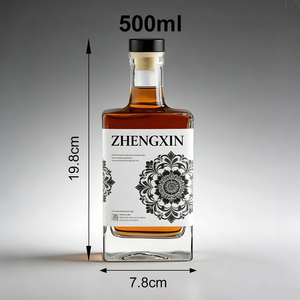Botella de <span class=keywords><strong>Whisky</strong></span> Cuadrada de 250ml-750ml, Acabado Negro Mate y Blanco Esmerilado, Base Gruesa, <span class=keywords><strong>Etiqueta</strong></span> e Impresión Personalizadas - Product Image 4