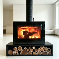 Cheminée autoportante en bois à écran plein en verre certifiée CE, haute efficacité 89%, chauffage 19/23KW pour Villa, Hôtel, Restaurant, OEM ODM