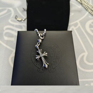 Collier en cuivre avec ancre de bateau, croix et cœur, style rétro, avec pendentif ancre de bateau et petit broche, chaîne en bambou tendance - Product Image 2