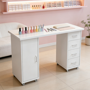 Meubles de <span class=keywords><strong>salon</strong></span> de manucure blancs de luxe, table à ongles pour <span class=keywords><strong>salon</strong></span> de manucure, poste de travail de manucure - Product Image 3
