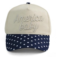 Gorra de Béisbol HBA54 de 5 Paneles con Visera Curva, Estilo Vintage, Personalizada con Bordado Americano, Diseño de Puntos Bicolor para Adultos