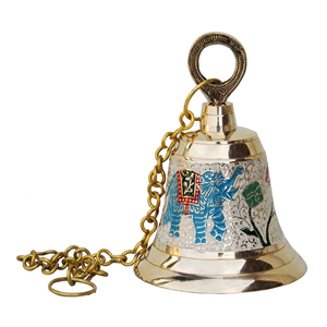 Handmade Brass <b>Small</b> Designer Hanging Pooja <b>Bell</b> Decorative Religious <b>Bell</b> for Temple Home and Prayer Room Use - Product Image 1
