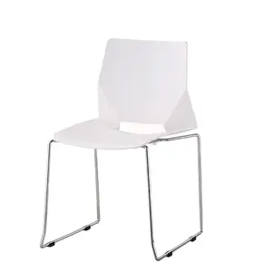 Mobili da pranzo Business stile semplice bianco ampio cuscino di seduta irregolare gamba in metallo sedia di plastica