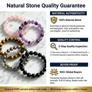 กำไลข้อมือหินธรรมชาติแบบกำหนดเอง ขนาด 6 มม. 8 มม. 10 มม. หินคริสตัลทรงกลมสำหรับบำบัดเรกิ - Product Image 4