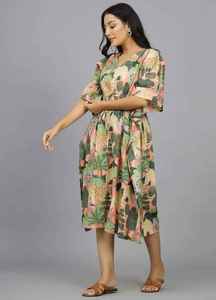 Vestido Kaftán Maxi de Algodón con Estampado de Pavo Real, Hecho a Mano en India, Ligero y Transpirable, para Playa o Resort, Estilo Boho para Mujer - Product Image 5
