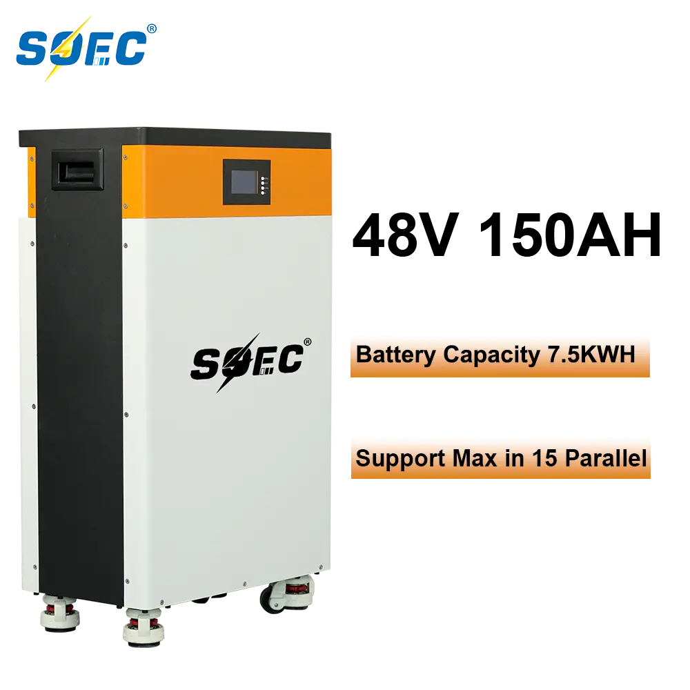 SOEC 48v 150Ah LiFepo4 batteria domestica supporto parallelo 7.5KWH ESS Power wall Off-grid accumulo di energia solare